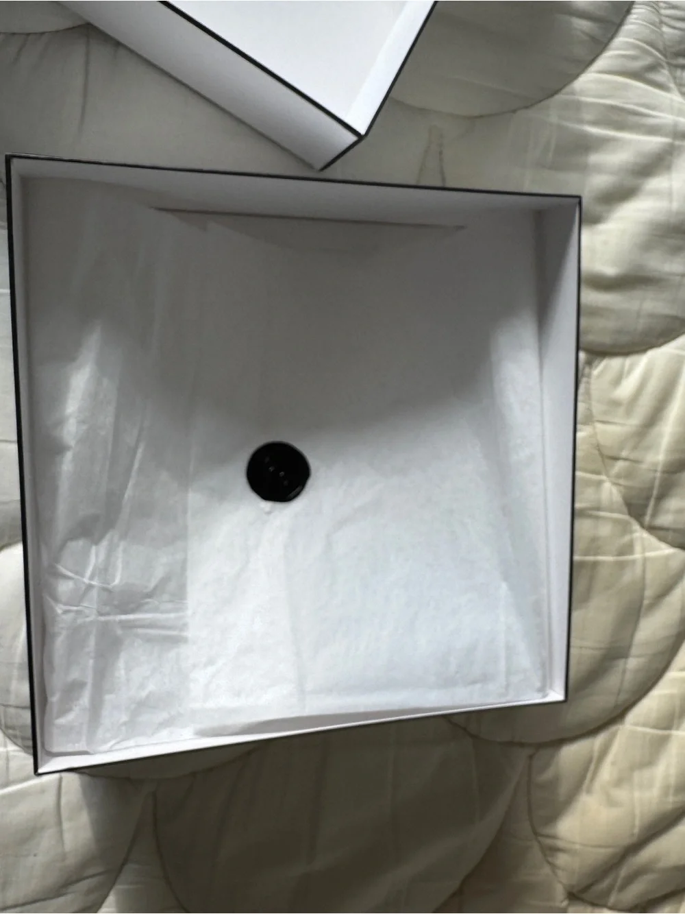 CHANEL White Gift Box with Beige Branded Ribbon